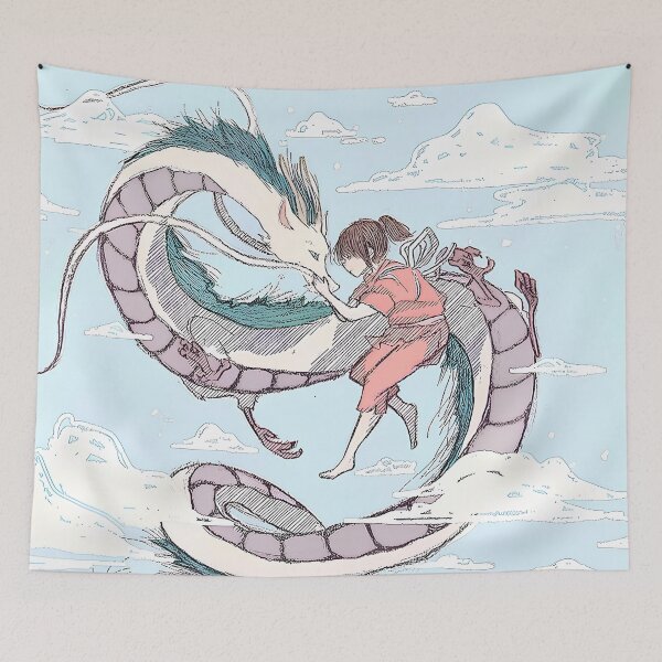 Item preview, flying girl [[chihiros's]] go -%[ghiblis]%- aways and dragon designed and sold by liyavhushop.