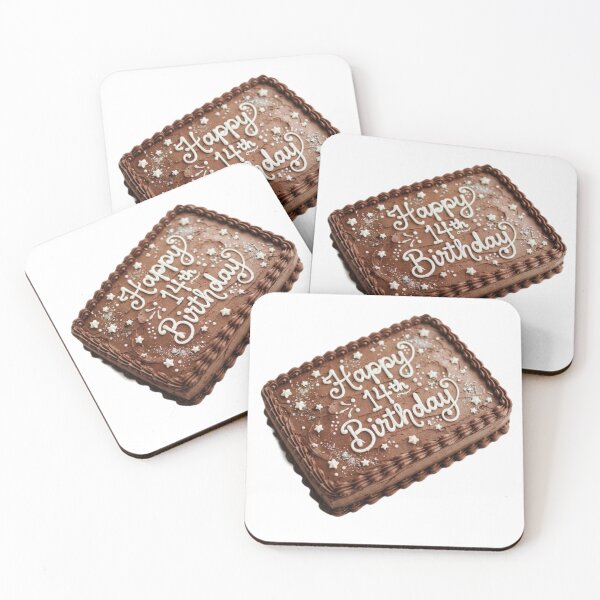 Item preview, Happy 14th birthday 14 cute adorable cake party chocolate brown kawaii designed and sold by CheeseBlueprint.