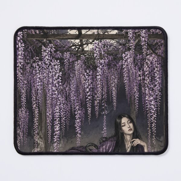 Item preview, Japanese Woman with Snake Beneath Moonlit Wisteria designed and sold by MouradStudio.