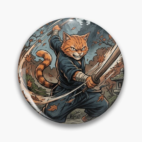 Item preview, Samurai Cat Dual Katana Sword Slash Japanese Warrior designed and sold by mood-draftsman.