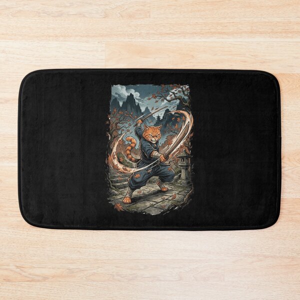 Item preview, Samurai Cat Dual Katana Sword Slash Japanese Warrior designed and sold by mood-draftsman.