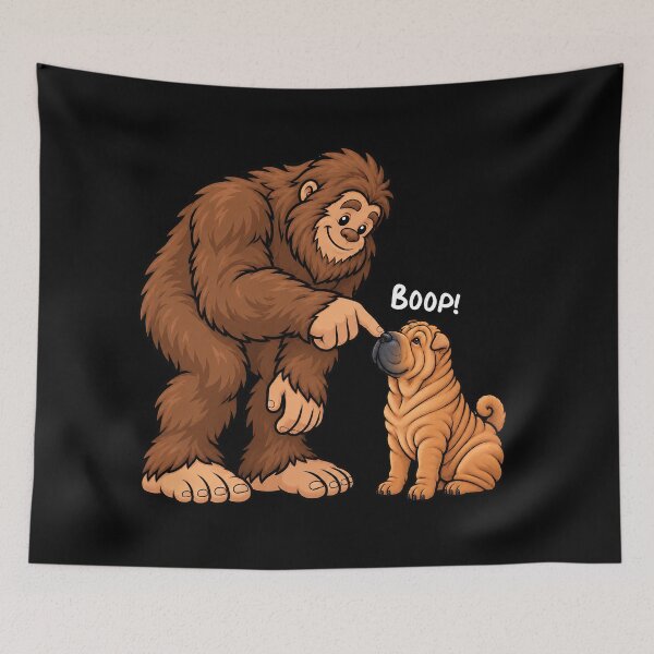 Item preview, Bigfoot and Chinese Shar-Pei Boop Fun Design Sasquatch designed and sold by rafaeltto.