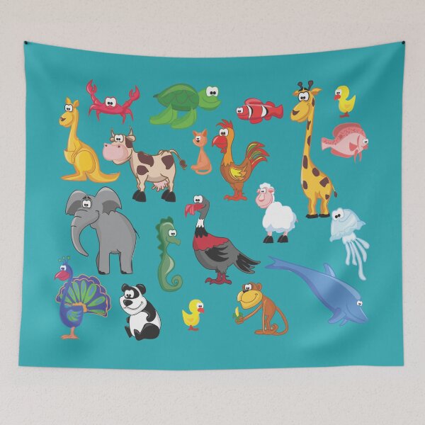 Item preview, Diverse Collection of Colorful Cartoon Animals" designed and sold by Johnnies.