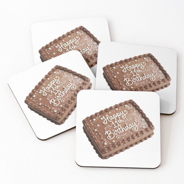 Item preview, Happy 11th birthday 11 cute adorable cake party chocolate brown kawaii designed and sold by CheeseBlueprint.