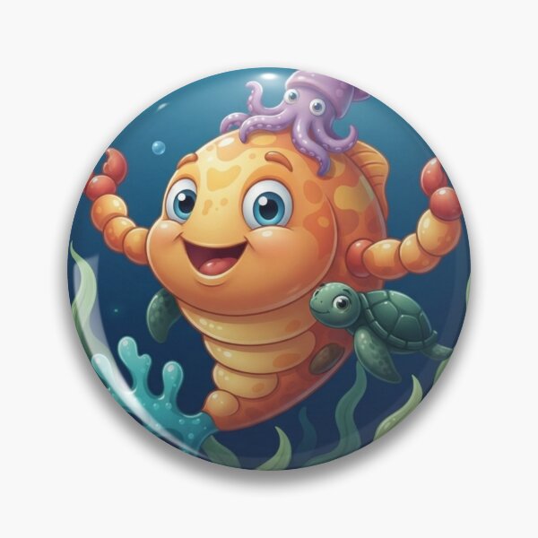 Item preview, Cute Ocean Friends: Cartoon Fish, Squid & Sea Turtle designed and sold by hepopatterns.
