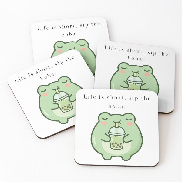 Item preview, Cute Frog Drinking Boba Tea Kawaii designed and sold by Cozy Moss Studio.