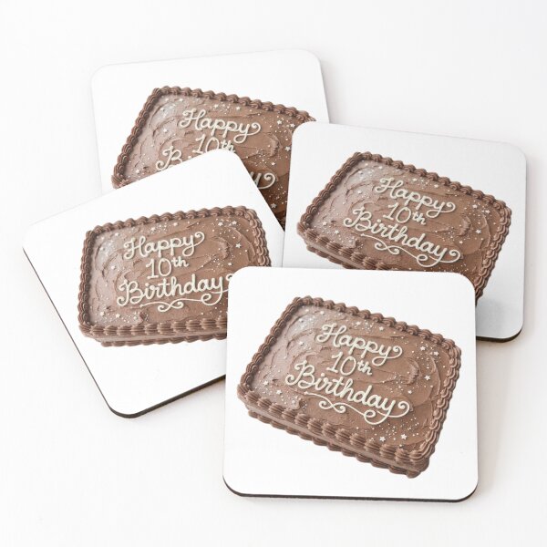 Item preview, Happy 10th birthday 10 cute adorable cake party chocolate brown kawaii designed and sold by CheeseBlueprint.
