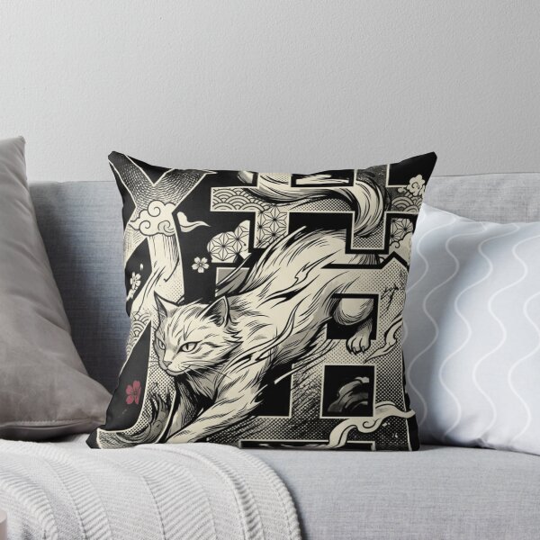 Item preview, Japanese Cat Kanji Streetwear Neko White Tabby Anime Art designed and sold by mood-draftsman.