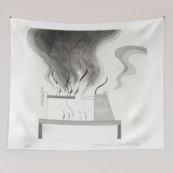 Item preview, David Hockney -  The Lathe And Fire - Signed Print by David Hockney undefinedr designed and sold by LILLIANSTRANGEy.