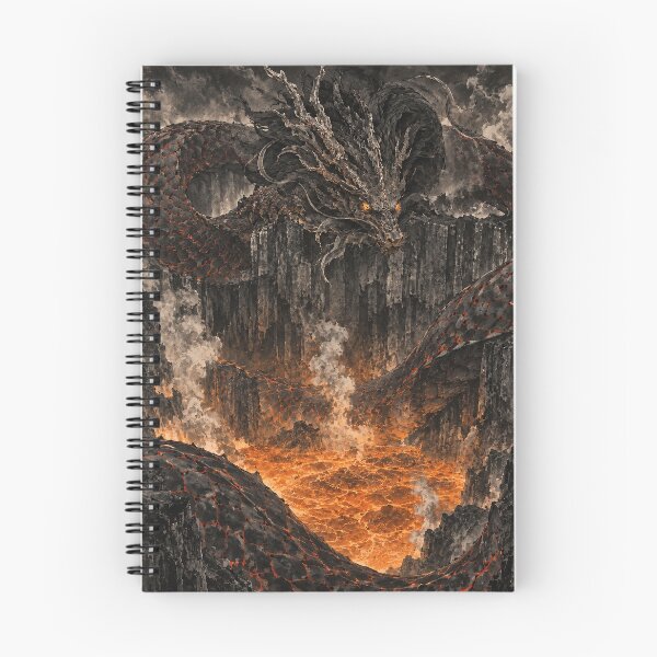 Item preview, Black Dragon Coiled Above a Lava Chasm designed and sold by MouradStudio.