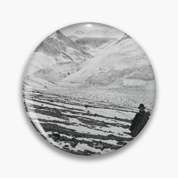 Item preview, 1890 vintage in the mountains of Chile - Aconcagua Valley and glacier black and white photographic art print designed and sold by Astrid Arkhangelsky.