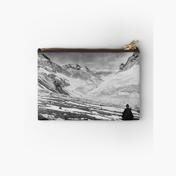 Item preview, 1890 vintage in the mountains of Chile - Aconcagua Valley and glacier black and white photographic art print designed and sold by Astrid Arkhangelsky.