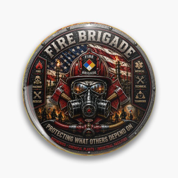 Item preview, Fire Brigade American Flag Industrial Firefighter Hazmat Rescue Challenge Coin Style Wall Art designed and sold by artistwill.