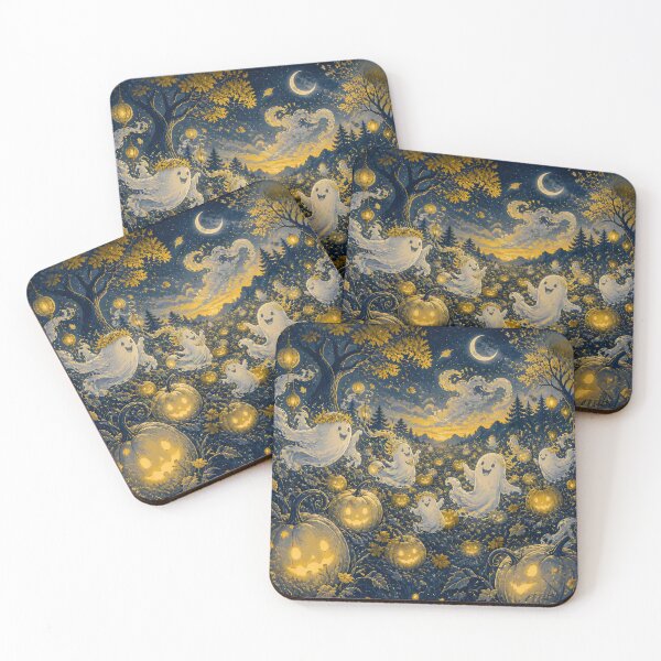 Item preview, Whimsical Ghosts in Pumpkin Patch at Twilight designed and sold by Shelley Loewnau-Jones Studio.