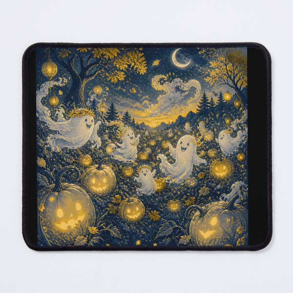Item preview, Whimsical Ghosts in Pumpkin Patch at Twilight designed and sold by Shelley Loewnau-Jones Studio.