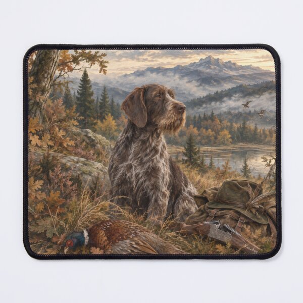 Item preview, German Wirehaired Pointer Hunting – Drathaar & Pheasant designed and sold by TammyHunterArt.