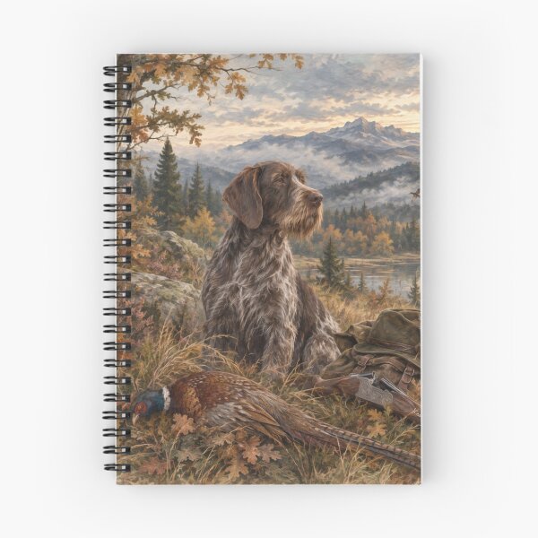 Item preview, German Wirehaired Pointer Hunting – Drathaar & Pheasant designed and sold by TammyHunterArt.