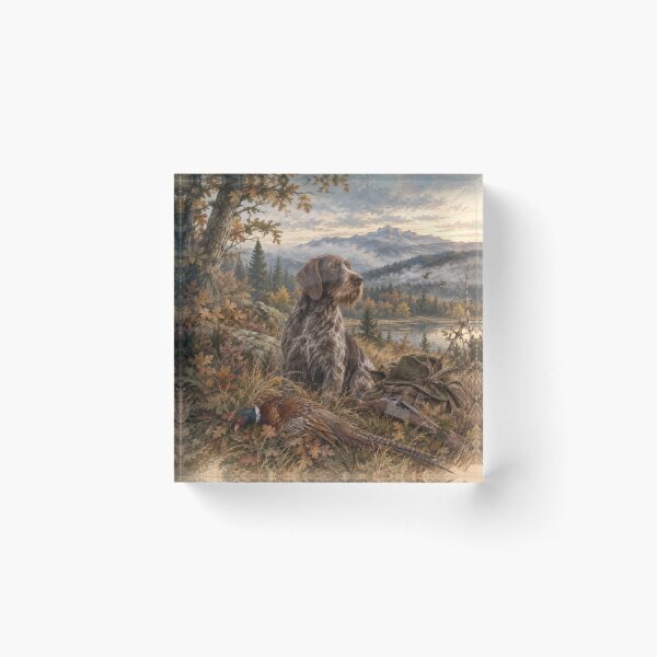 Item preview, German Wirehaired Pointer Hunting – Drathaar & Pheasant designed and sold by TammyHunterArt.