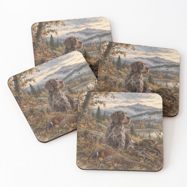 Item preview, German Wirehaired Pointer Hunting – Drathaar & Pheasant designed and sold by TammyHunterArt.
