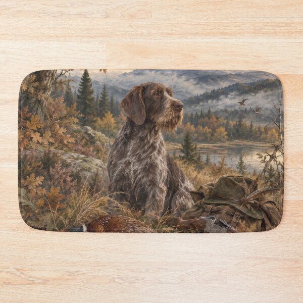Item preview, German Wirehaired Pointer Hunting – Drathaar & Pheasant designed and sold by TammyHunterArt.