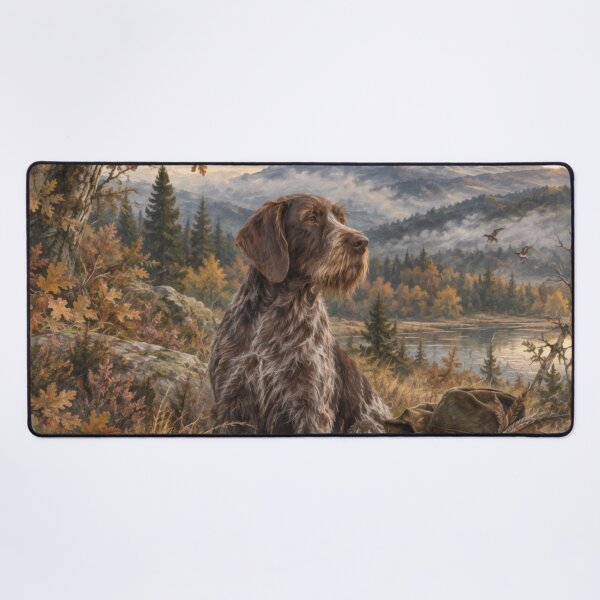 Item preview, German Wirehaired Pointer Hunting – Drathaar & Pheasant designed and sold by TammyHunterArt.