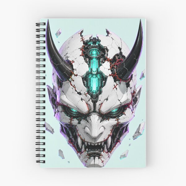 Item preview, Cracked White Cyber Oni Mask designed and sold by MouradStudio.