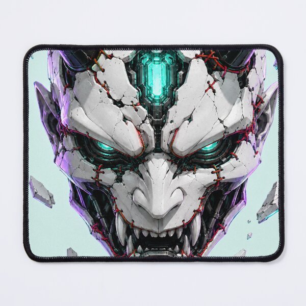 Item preview, Cracked White Cyber Oni Mask designed and sold by MouradStudio.