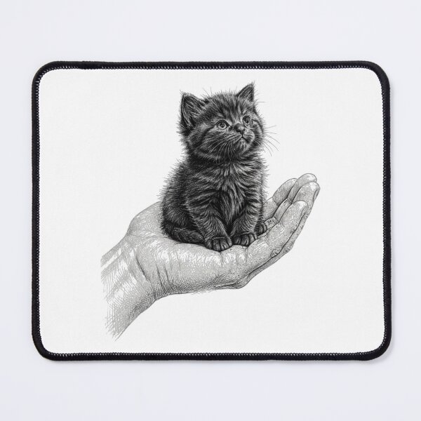 Item preview, Tiny Black Kitten On Hand - Cute Fluffy Cat designed and sold by ThePrintArt.