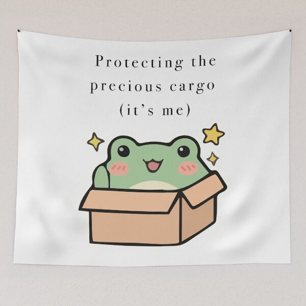 Item preview, Cute Frog In Cardboard Box Precious Cargo designed and sold by Cozy Moss Studio.