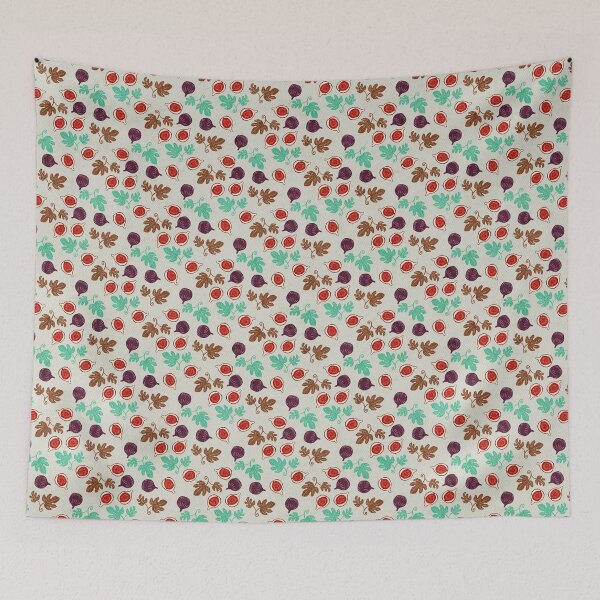 Item preview, Botanical Fig Lino Print Retro Fabric Pattern designed and sold by LafinaArt.