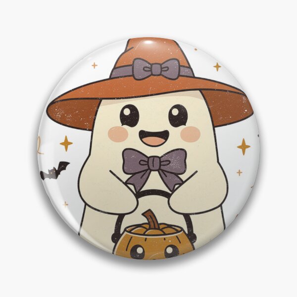 Item preview, Cute Kawaii Ghost Witch with Pumpkin and Jack O Lantern – Adorable Halloween Spooky Season Fall Autumn Ghost Costume Design designed and sold by Zenith-Co.