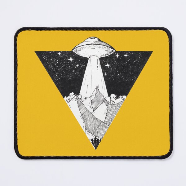 Item preview, UFO Tractor Beam Mountain - Geometric Sci-Fi Ink Illustration designed and sold by Elite Wall Art.