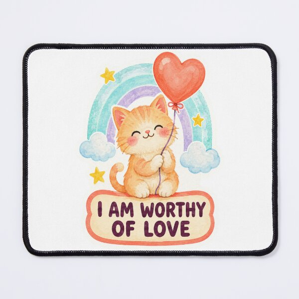 Item preview, I am worthy of love - cat designed and sold by Krachtvanjehart.