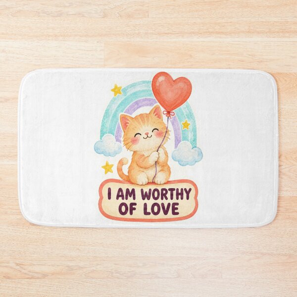 Item preview, I am worthy of love - cat designed and sold by Krachtvanjehart.