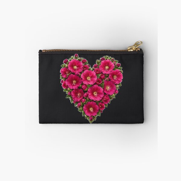 Item preview, Romantic Floral Heart – Beautiful Pink Hollyhocks Botanical Art designed and sold by Evelashop.