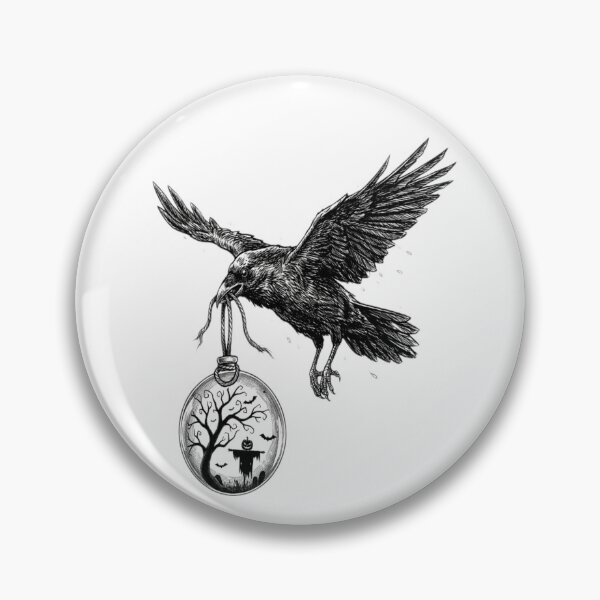 Item preview, Gothic Raven with Spooky Halloween Terrarium Vintage Line Art designed and sold by Stefanrajzer.