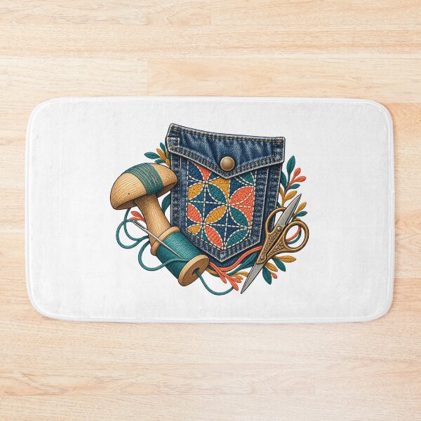 Item preview, Visible Mending Denim Patch Sashiko Repair Art designed and sold by UrbanCanvvas.