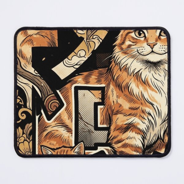 Item preview, Orange Tabby Cat Mother and Kitten Japanese Floral Art designed and sold by mood-draftsman.