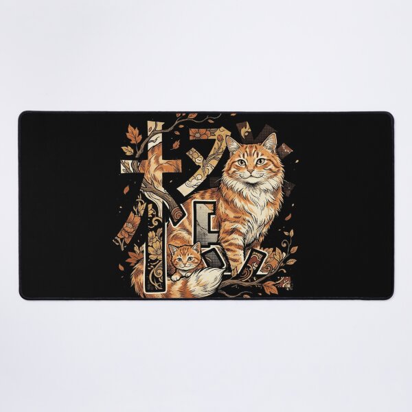 Item preview, Orange Tabby Cat Mother and Kitten Japanese Floral Art designed and sold by mood-draftsman.