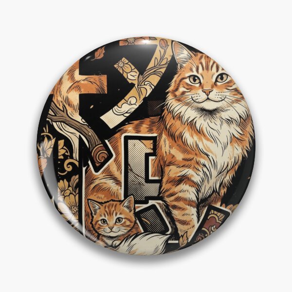 Item preview, Orange Tabby Cat Mother and Kitten Japanese Floral Art designed and sold by mood-draftsman.