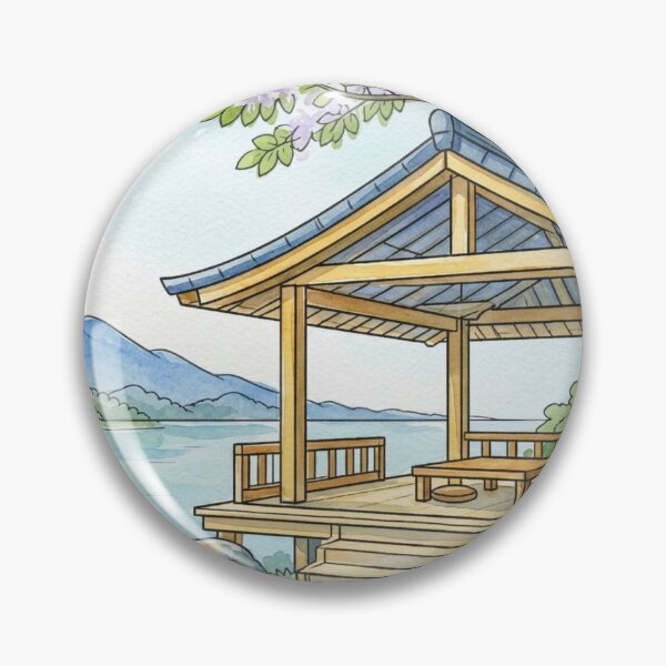 Item preview, Lakeside Pavilion Wisteria Mountain View designed and sold by Dreamic.Art.