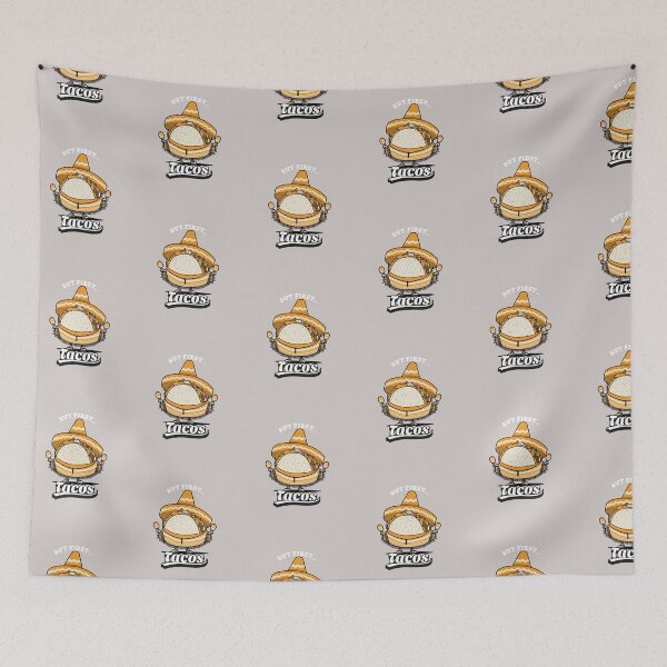 Item preview, But First Tacos Funny Mexican Character Wearing Sombrero designed and sold by chatzous.