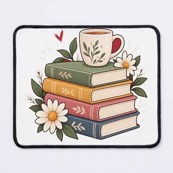 Item preview, Stack of Books with Coffee Cup and Botanical Flowers designed and sold by Graphix  Studio.