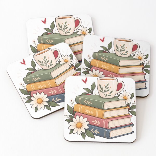 Item preview, Stack of Books with Coffee Cup and Botanical Flowers designed and sold by Graphix  Studio.