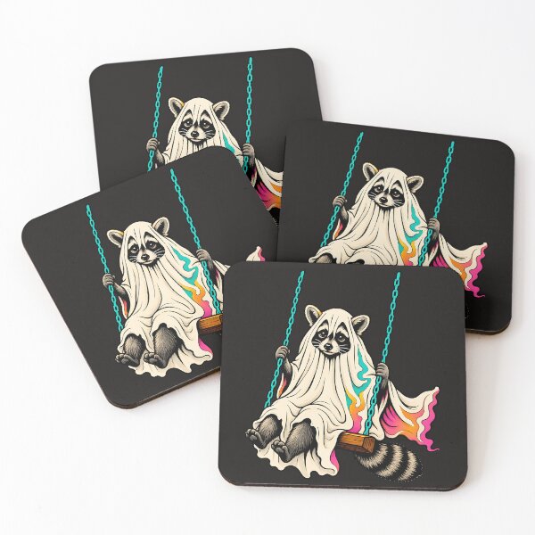 Item preview, Ghost Raccoon Swinging Into Spooky Season designed and sold by AwesomeBeyondLimits.