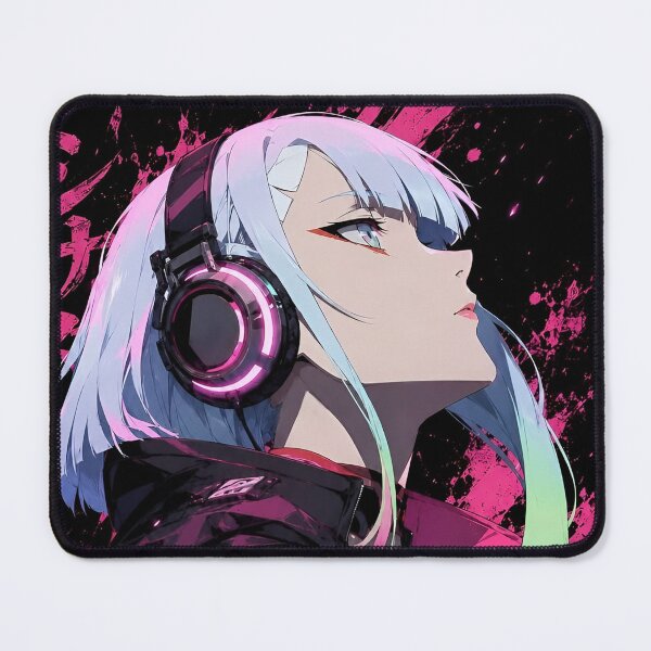 Item preview, Cyberpunk Anime Girl Neon Pink Headphones Futuristic Streetwear designed and sold by Dyan4.
