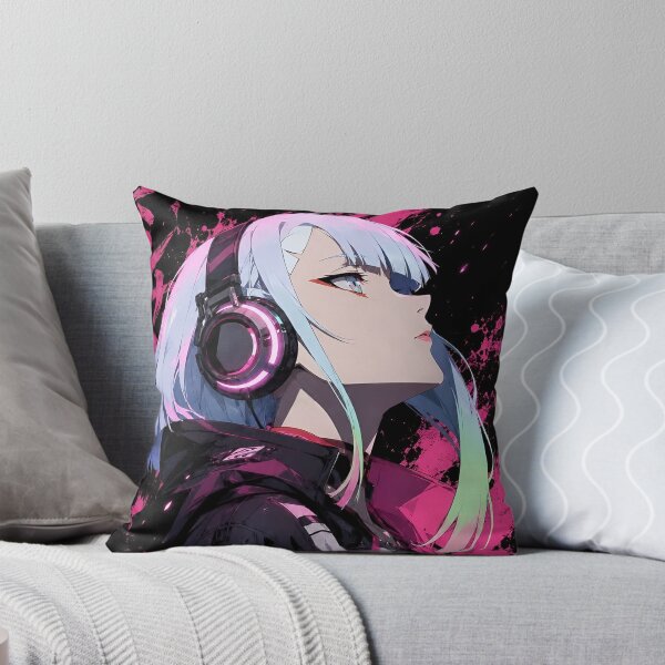 Item preview, Cyberpunk Anime Girl Neon Pink Headphones Futuristic Streetwear designed and sold by Dyan4.