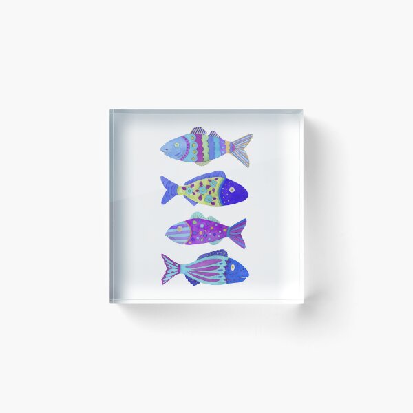 Item preview, Nautical Blue and Purple Fish Watercolor Design designed and sold by AlinaArt&Design.