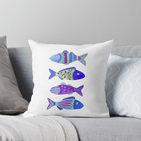Item preview, Nautical Blue and Purple Fish Watercolor Design designed and sold by AlinaArt&Design.