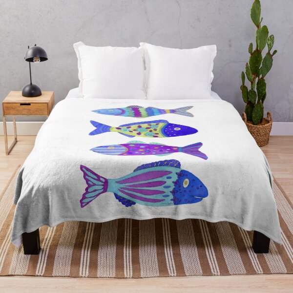 Item preview, Nautical Blue and Purple Fish Watercolor Design designed and sold by AlinaArt&Design.